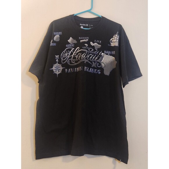 Hurley Other - Hurley's Men's XXL Black Hawaiian   Islands‎ Short Sleeve Graphic Retro T-Shirt.